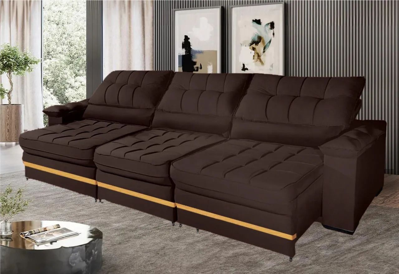 Sofá Retrátil 3 Lugares +Luxo e Conforto!
