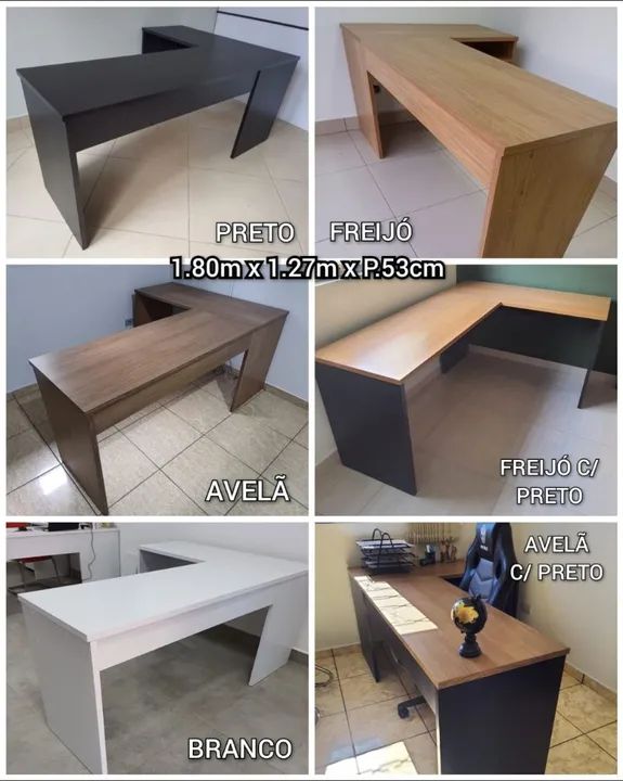 Escrivaninha Nova em L 1.80m x 1.27m x 53cm Prof x 75cm Alt 