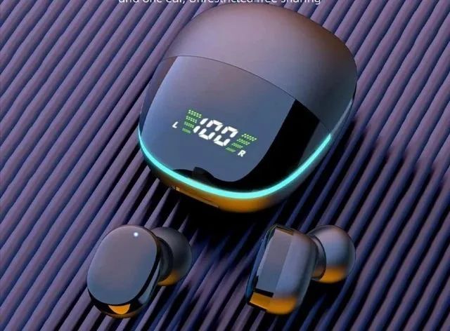 Fone Bluetooth sem fio com microfone, cancelamento de ruído, ecrã LED, TWS