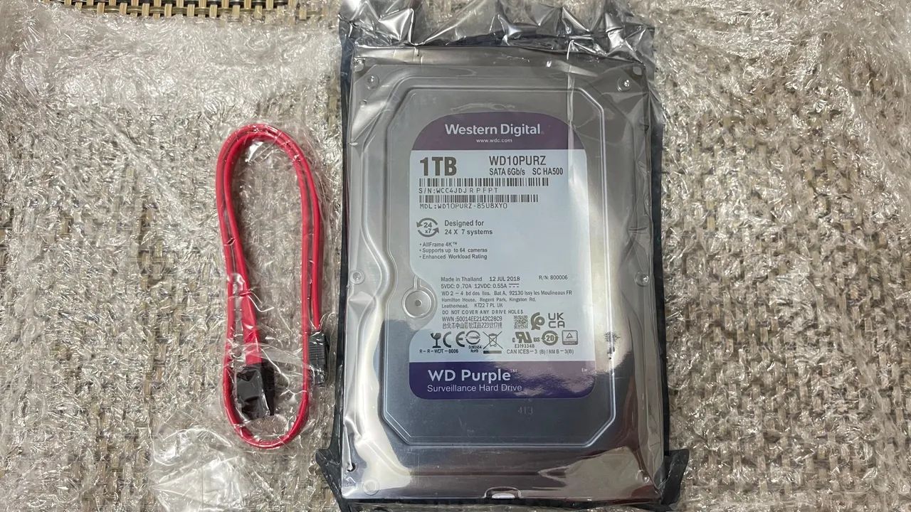 HD WD PURPLE 1T NOVO LACRADO