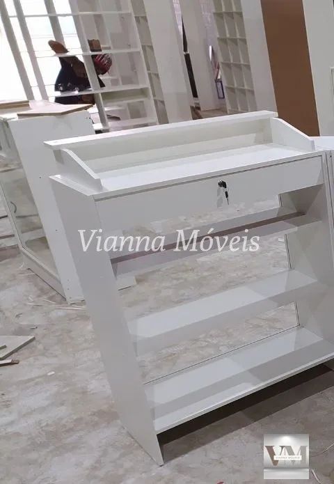 Balcão Caixa Vitrine + 2 Balcões Vitrine - MDF Branco - Foto 3
