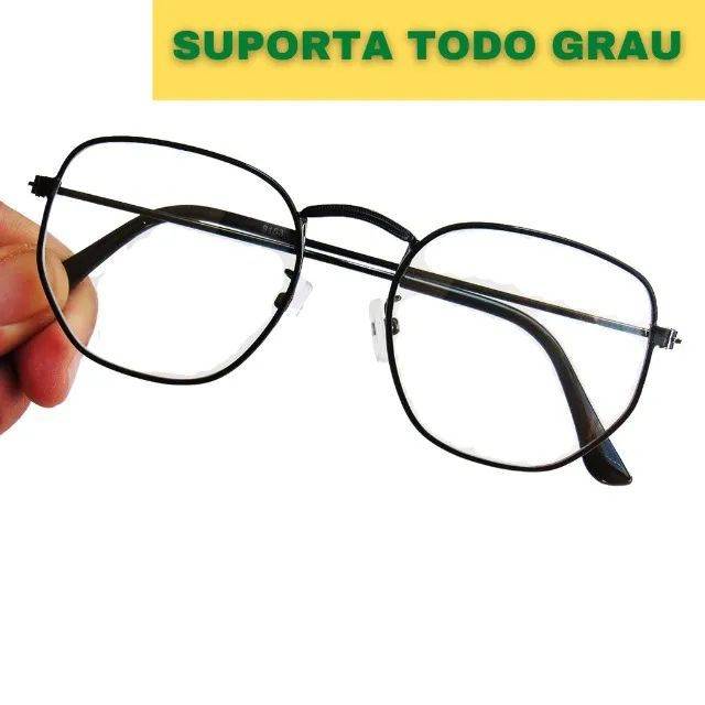 Óculos Armação Hexagonal Para Grau Unissex Clássica - Foto 6