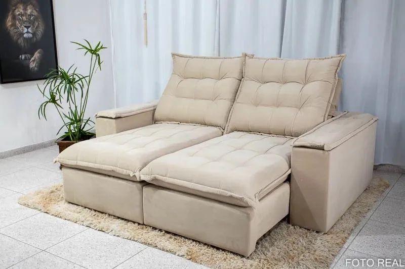 Sofá Retrátil Reclinável 2,10m Lima D33 e Molas Ensacadas rf654