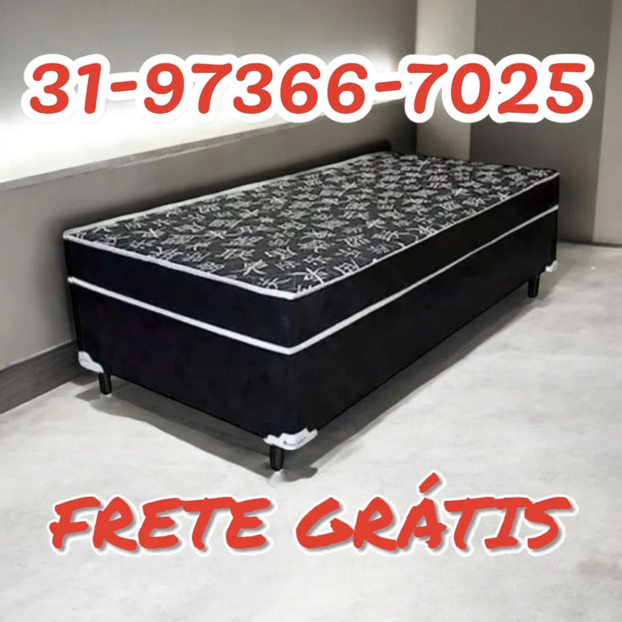 CAMA SOLTEIRO BOX D33/ COLCHÃO FIXO 10CM DE ESPUMA / MODELO 2409271053