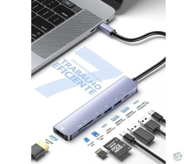 Adaptador Hub Usb Tipo C 7 Em 1 Hdmi notebooks celulares e tablets - Foto 5