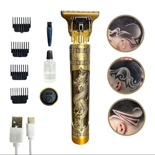 Máquina De Cortar Cabelo Para Barba Masculina Designer Aleatório Elétrico Profissional - Foto 2