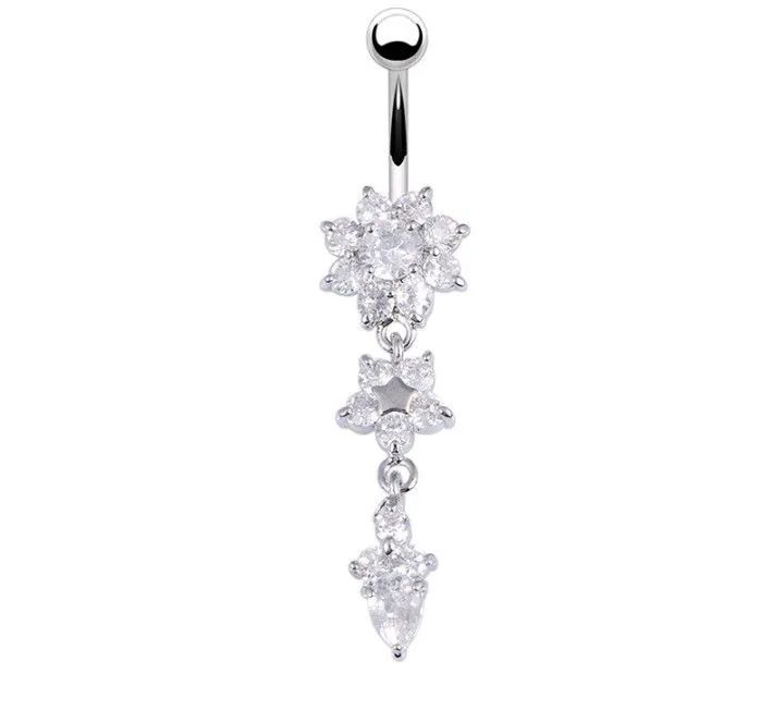 Piercing de umbigo com Flor de Cristal - Foto 2
