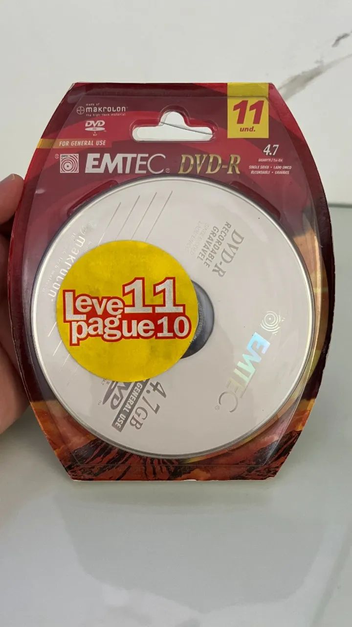 DVD-R EMTEC 4.7GB (Leve 11 Pague 10) NOVO LACRADO - Mídia Virgem