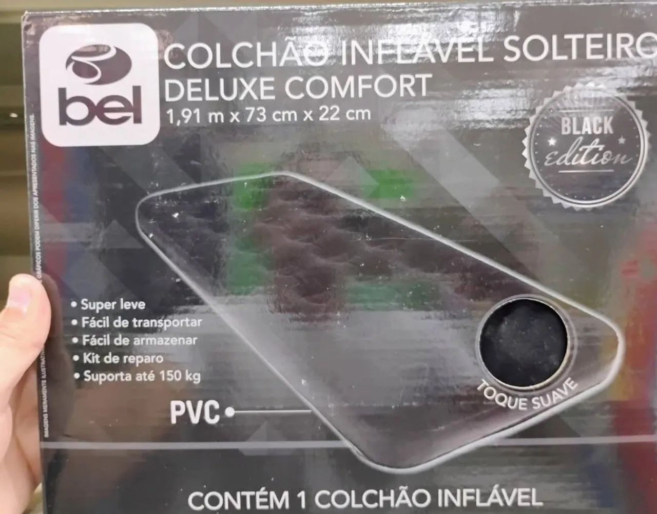 Colchão Inflável Solteiro Deluxe Comfort Black Edition