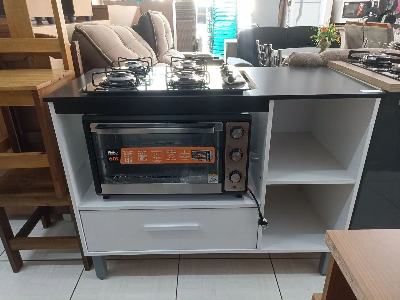 Armário de Cozinha com Forno e Cooktop 5 bocas 