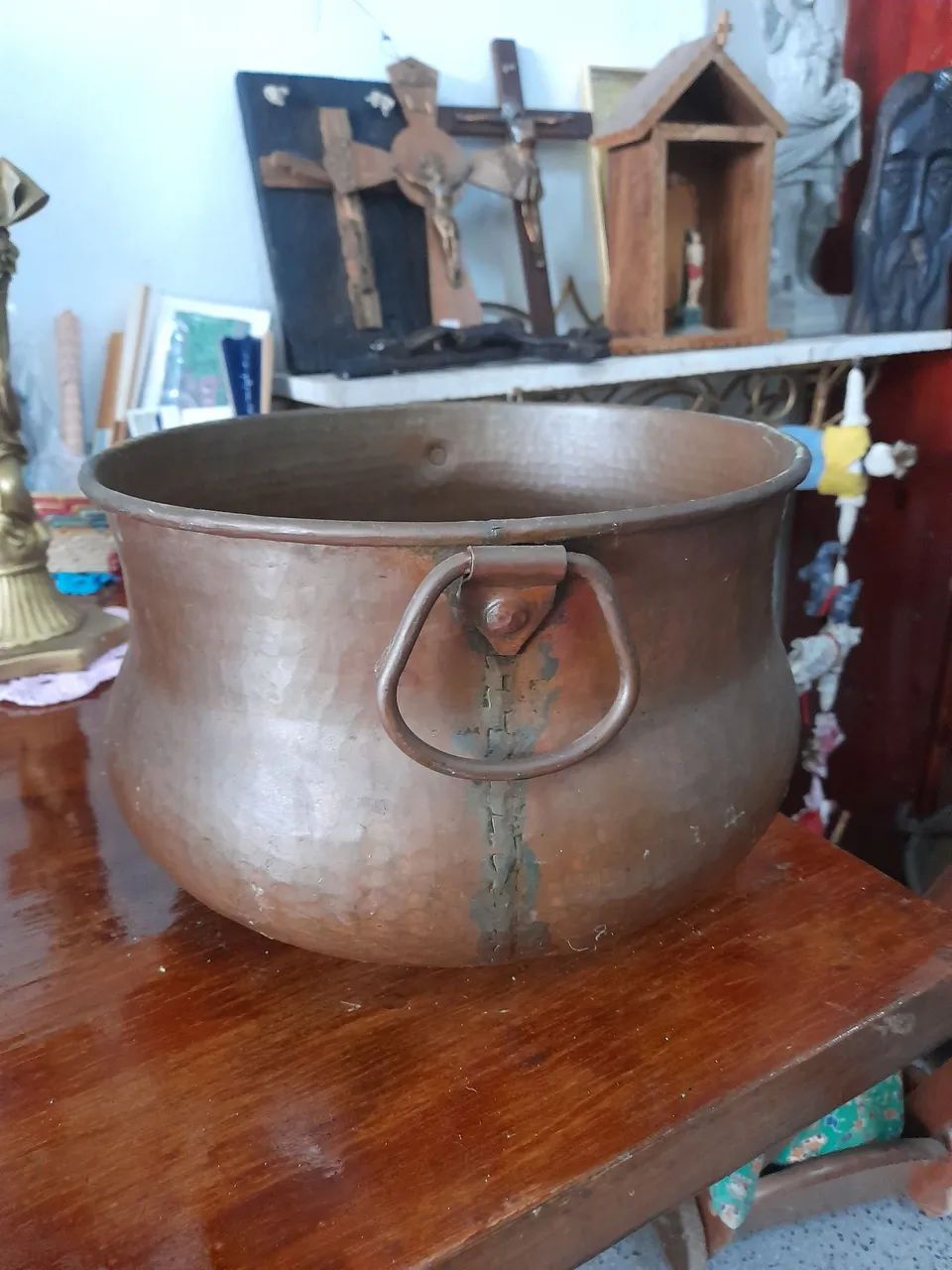 Caldeirão de Cobre Antigo - Foto 4