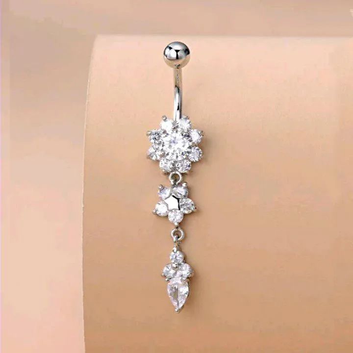Piercing de umbigo com Flor de Cristal