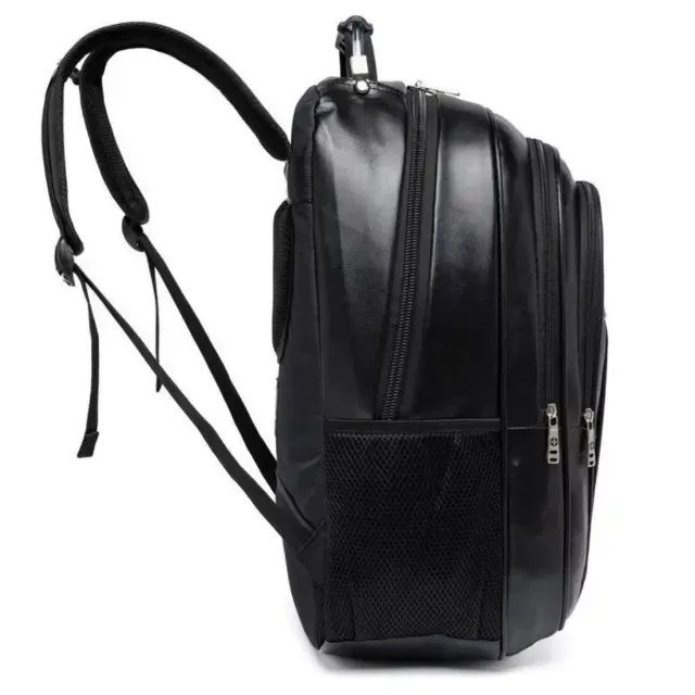Mochila Escolar Couro Impermeável Resistente Executiva Premium Preta - Foto 2