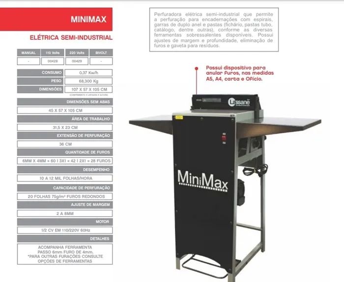 Perfuradora / Encadernadora Lassane MiniMax elétrica  - Foto 2