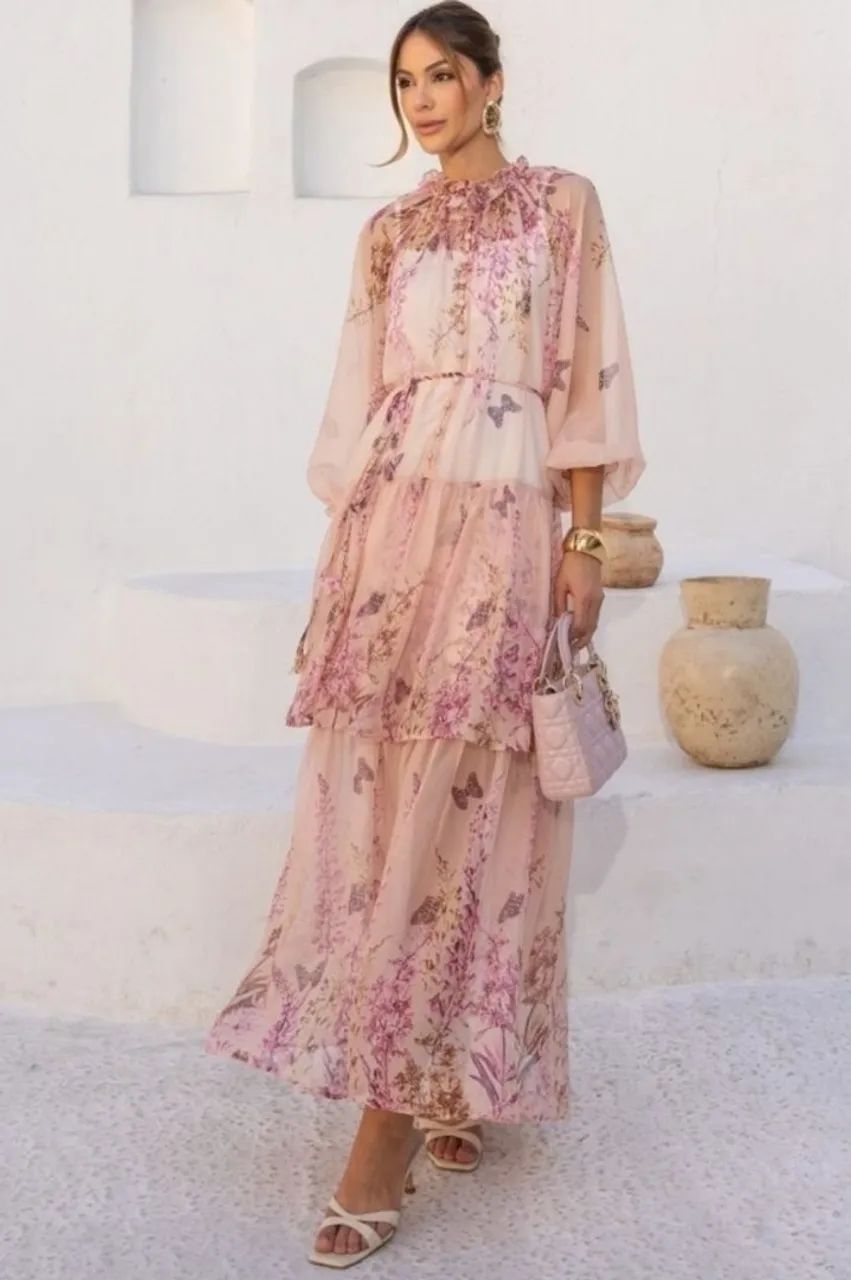 Vestido Longo Elegante Floral Belíssimo Para Eventos e Festas.  - Foto 2