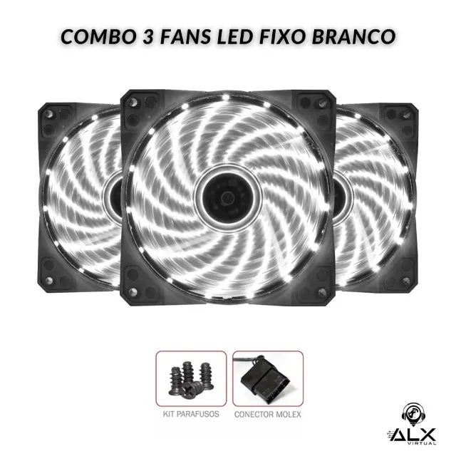 Combo 3 Fans Led Fixo Bf-23 120mm Bluecase (Entrega Grátis) - Foto 2