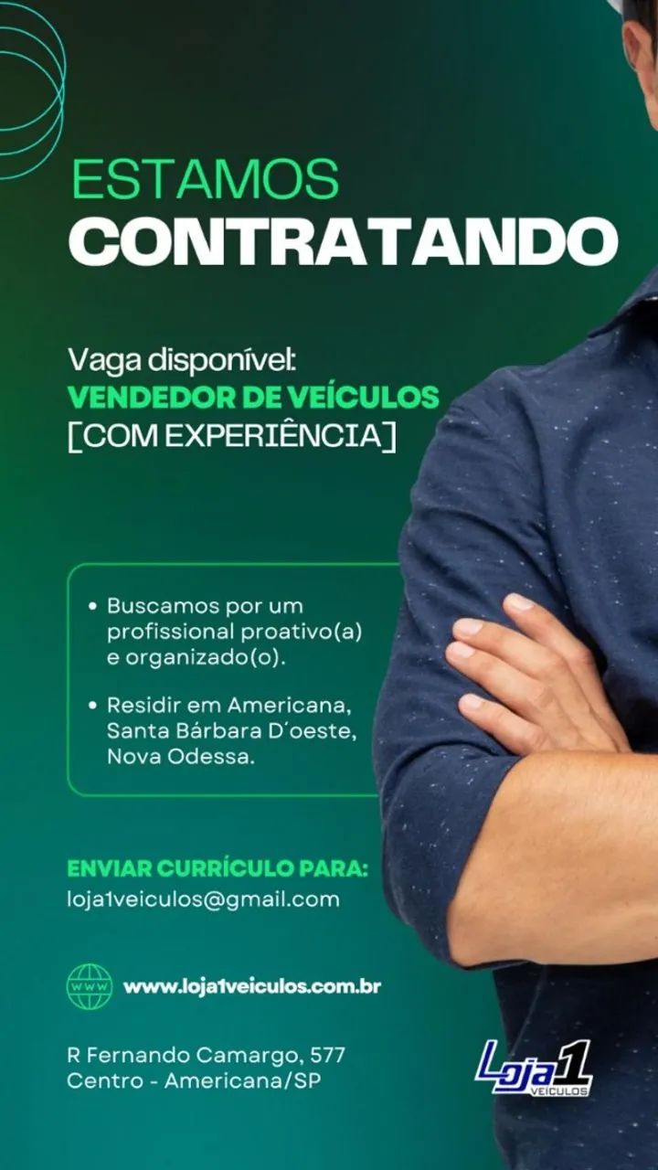 Vendedor de Veículos usados - Loja em Americana. 