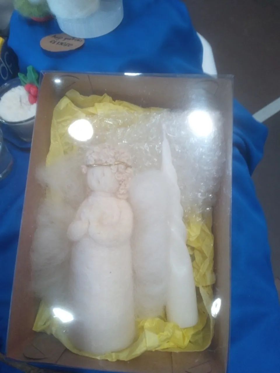 enfeites de Natal Waldorf lã de carneiro Anjo Guirlanda e Velas Únicos no site valor p/lot - Foto 3