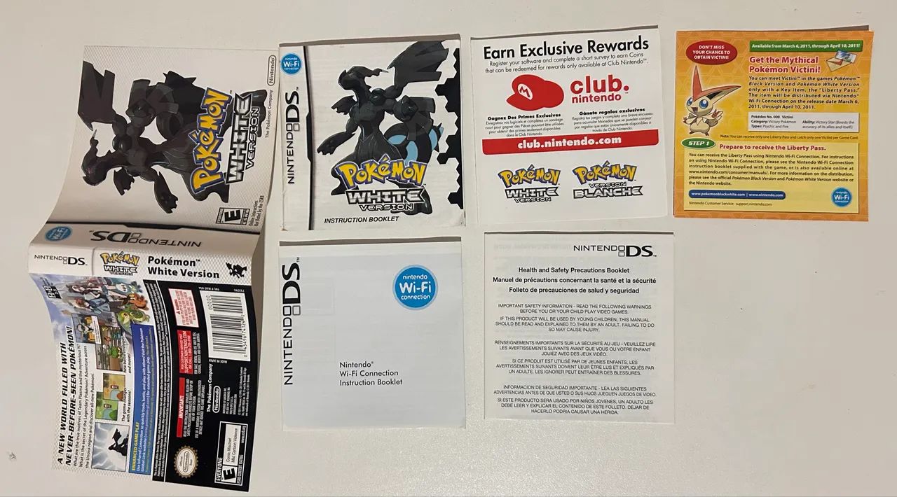 Encarte e manuais Pokémon White - NINTENDO DS