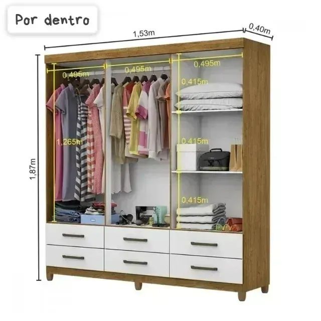 Guarda Roupa Dallas Cinamomo/Branco - Foto 2