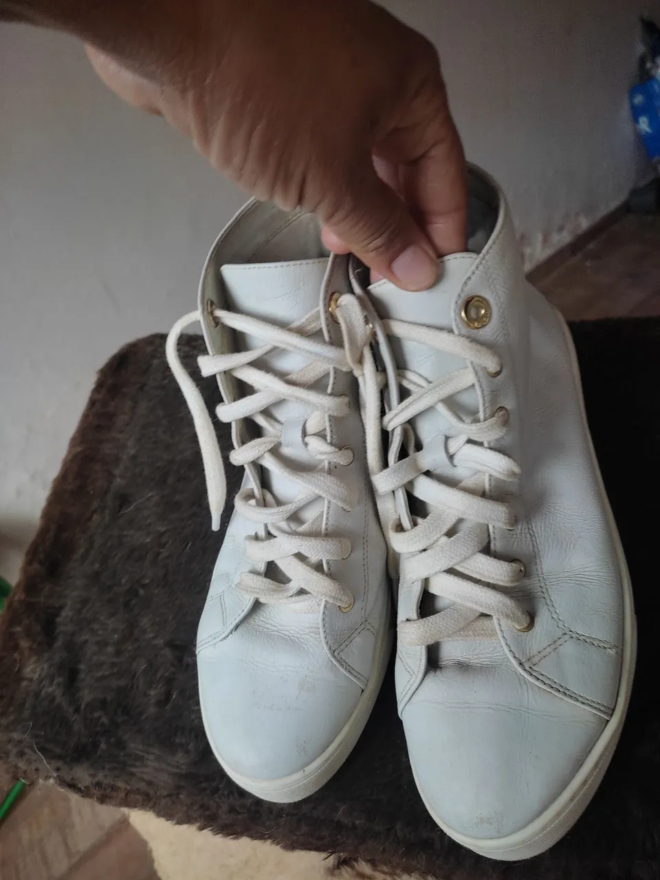 Tênis Branco Couro Cano Alto