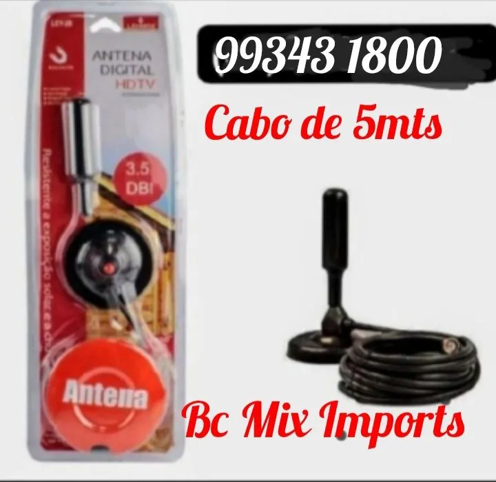 Antena Digital HDTV com Cabo de 5mts