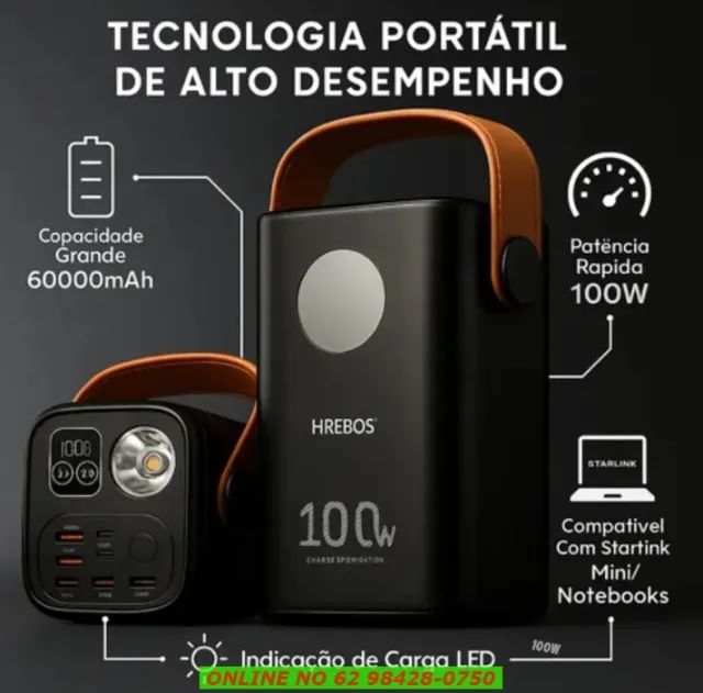 Carregador Power Bank 60.000mah Portatil Starlink 100w Turbo celular  - Foto 5