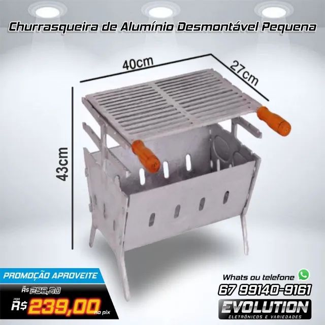 Churrasqueira de Aluminio Batido Desmontável super pratica Aproveite