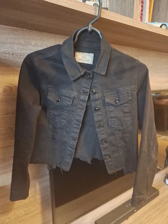 jaqueta jeans sarja preta 12 anos menina