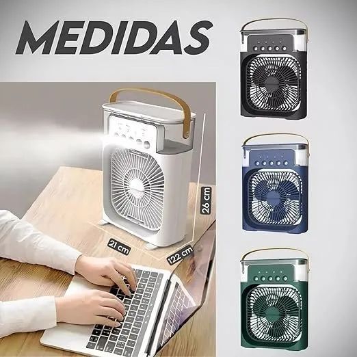 Ventilador portátil 3 em 1 com mini ar condicionado, umidificador e climatizador com LED, - Foto 2