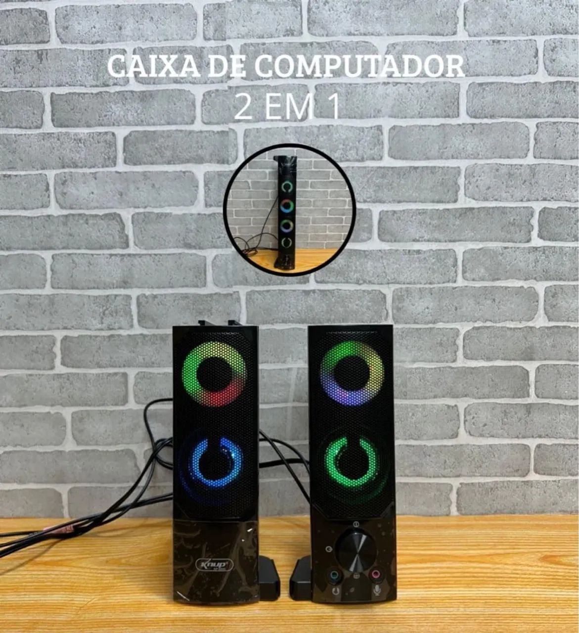 Caixa de Som para Computador 2 em 1 com LED
