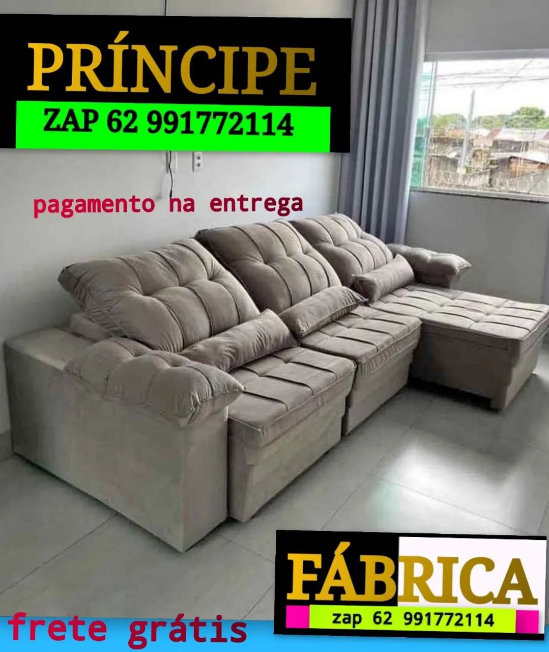 DIRETO DA FÁBRICA SOFÁ RETRÁTIL E RECLINÁVEL  ACENTO COM MOLAS