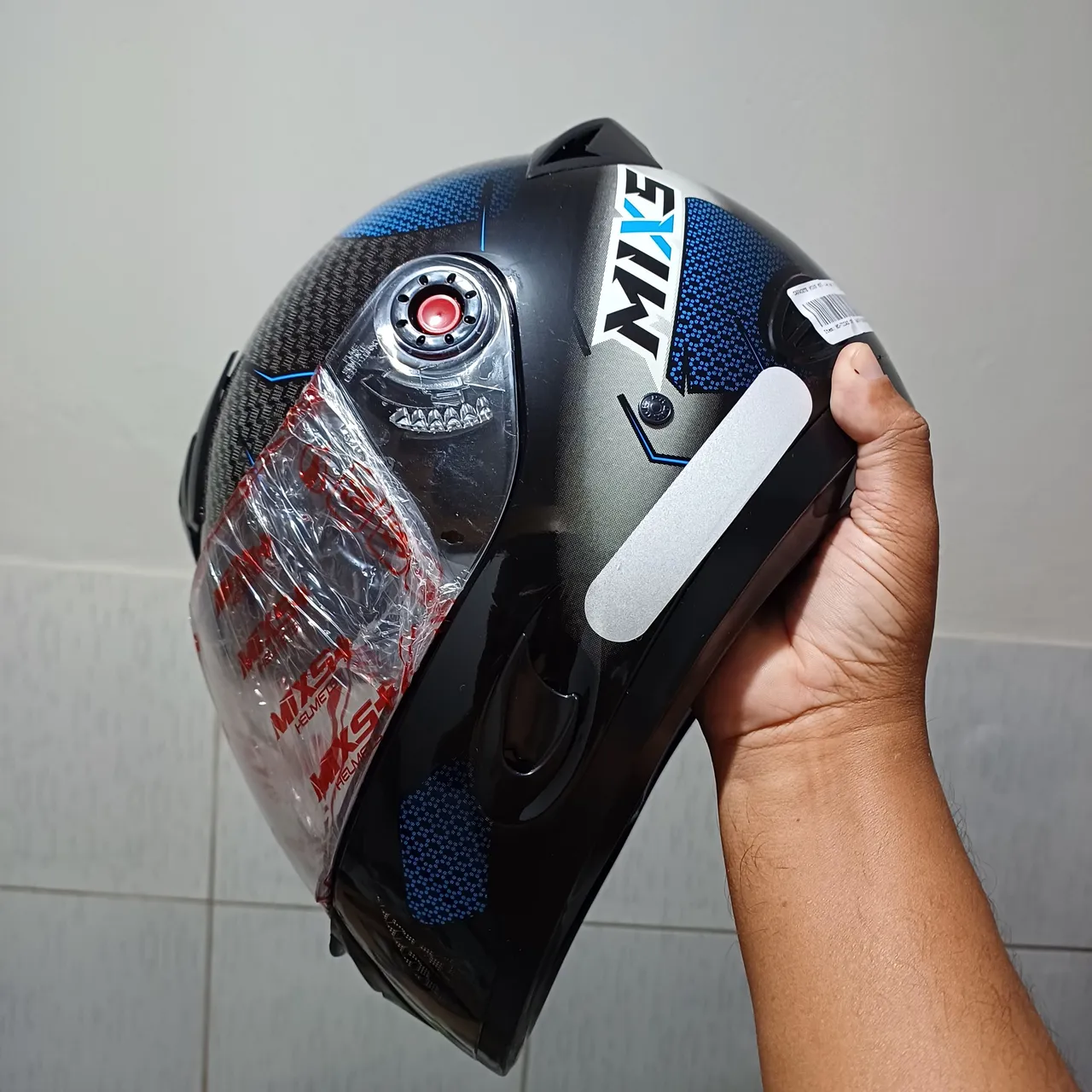 Capacete Moto MXS azul novo lacrado número 58