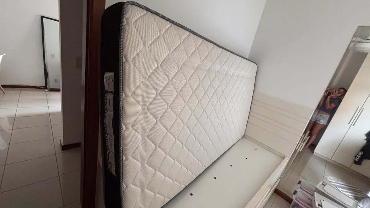 Base Box de couro e Colchão Viúva Ortobom Semi Nova  - Foto 3