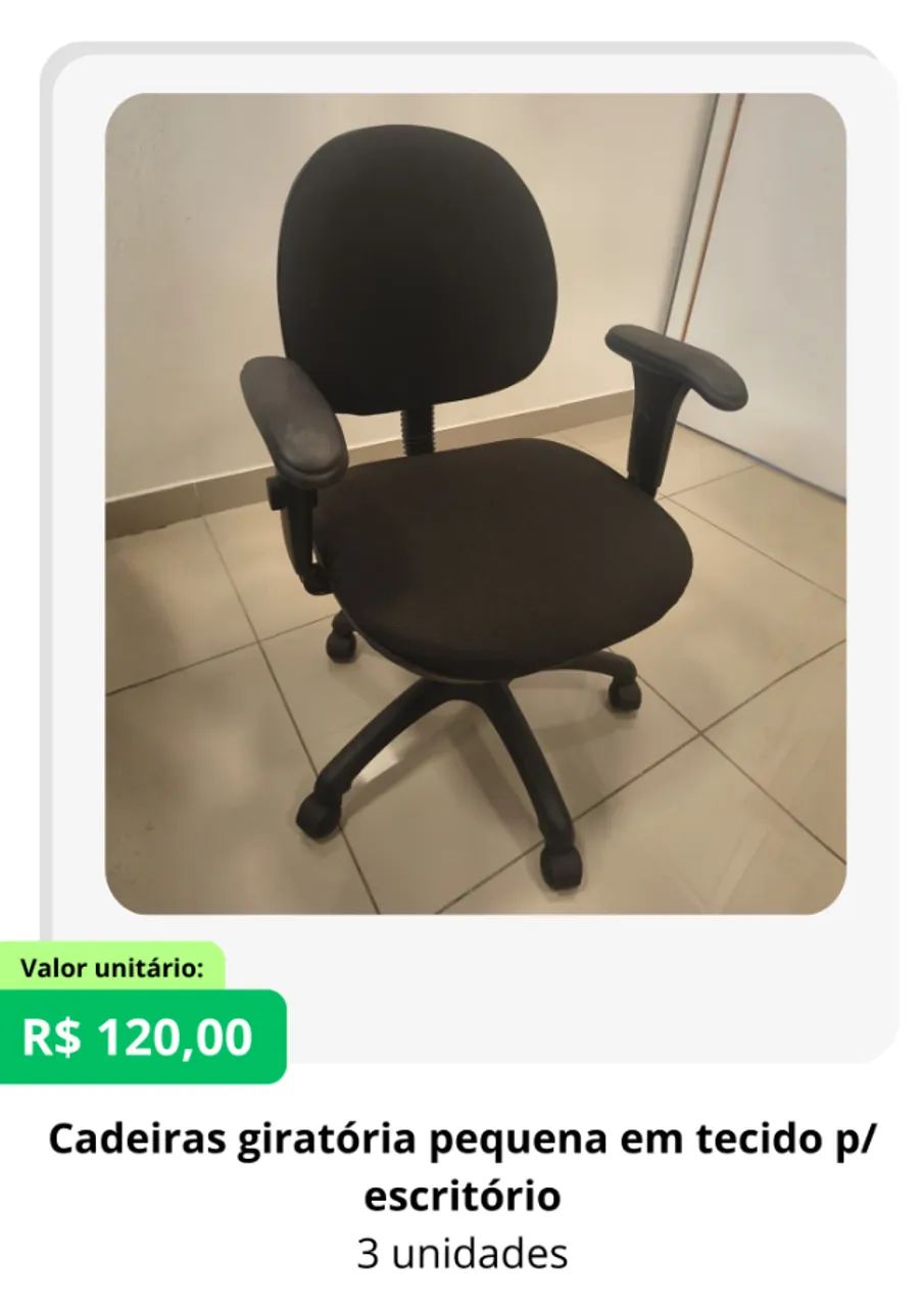 Cadeiras giratória pequena em tecido p/ escritório