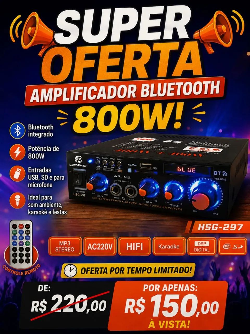 Amplificador BLUETOOTH promoção 