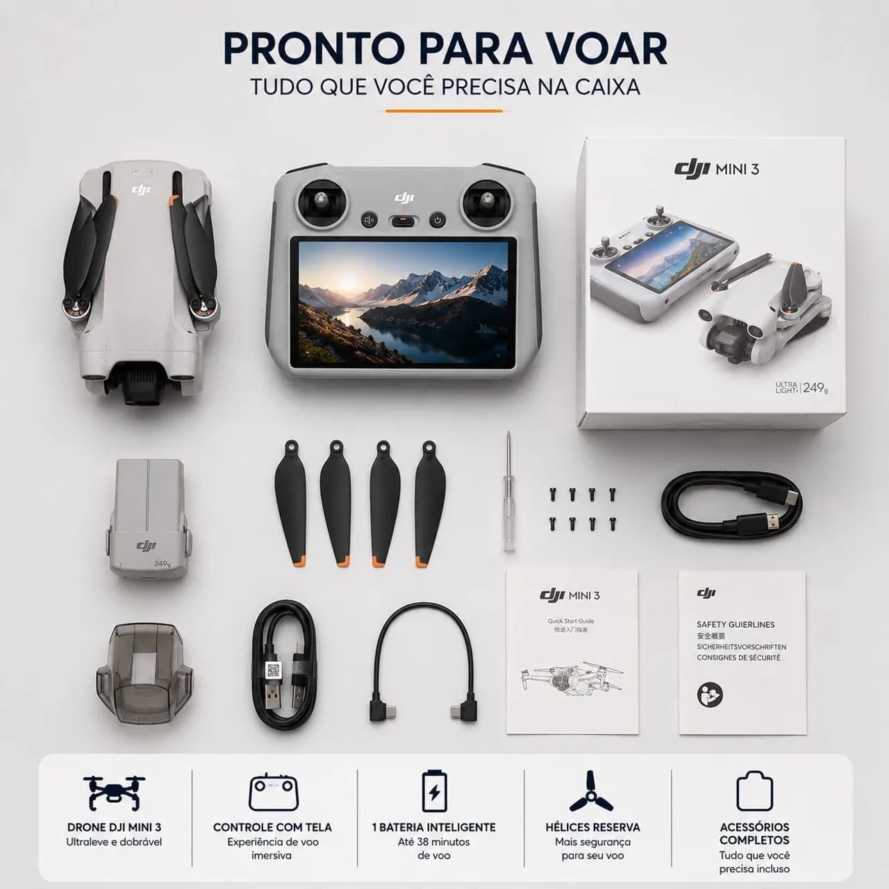 Drone DJI Mini 3 com Tela | Caixa Lacrada | Produto Novo - Foto 4