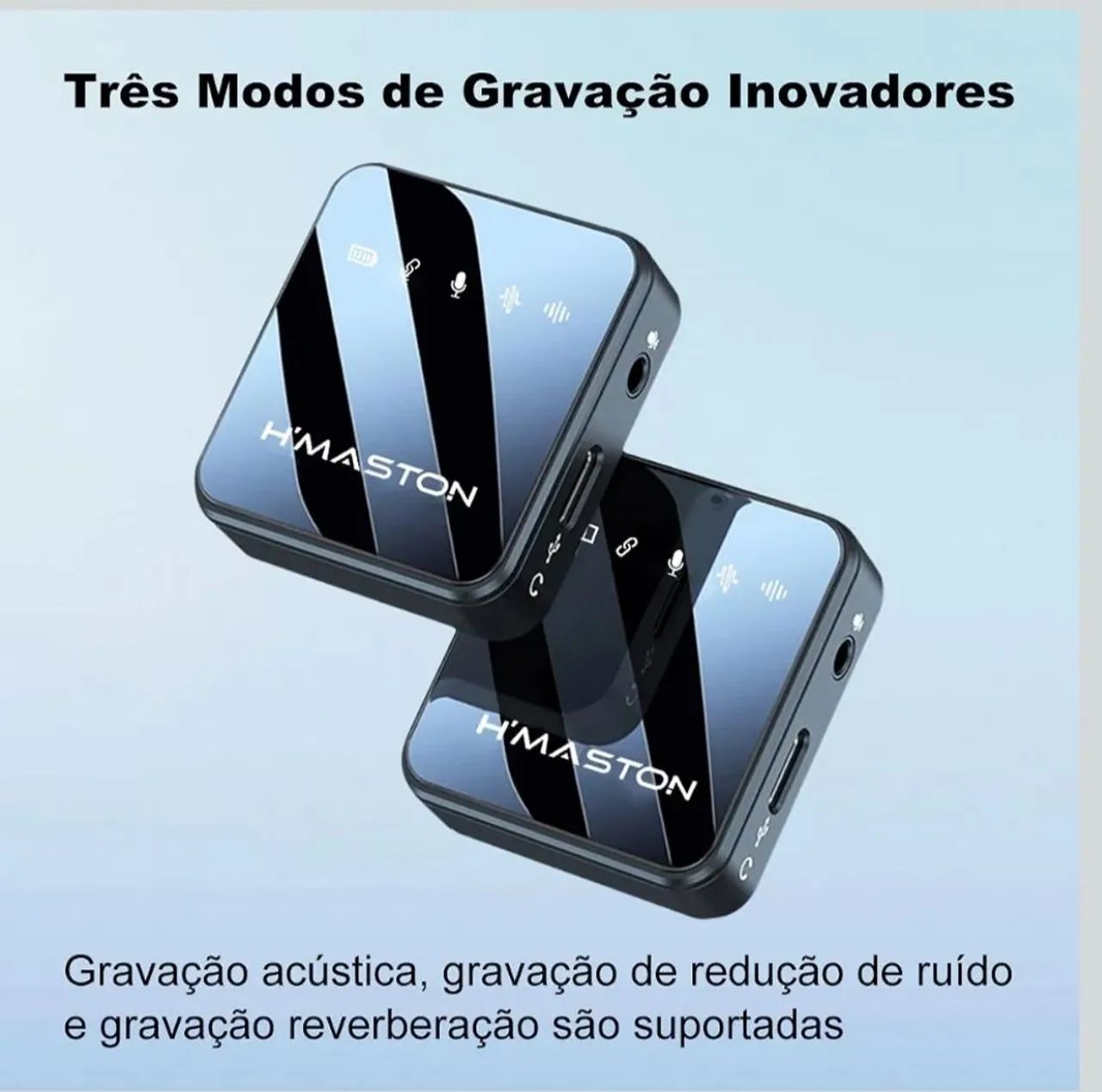 Microfone Lapela Sem Fio Tipo-C Bluetooth Preto H'maston - Foto 4