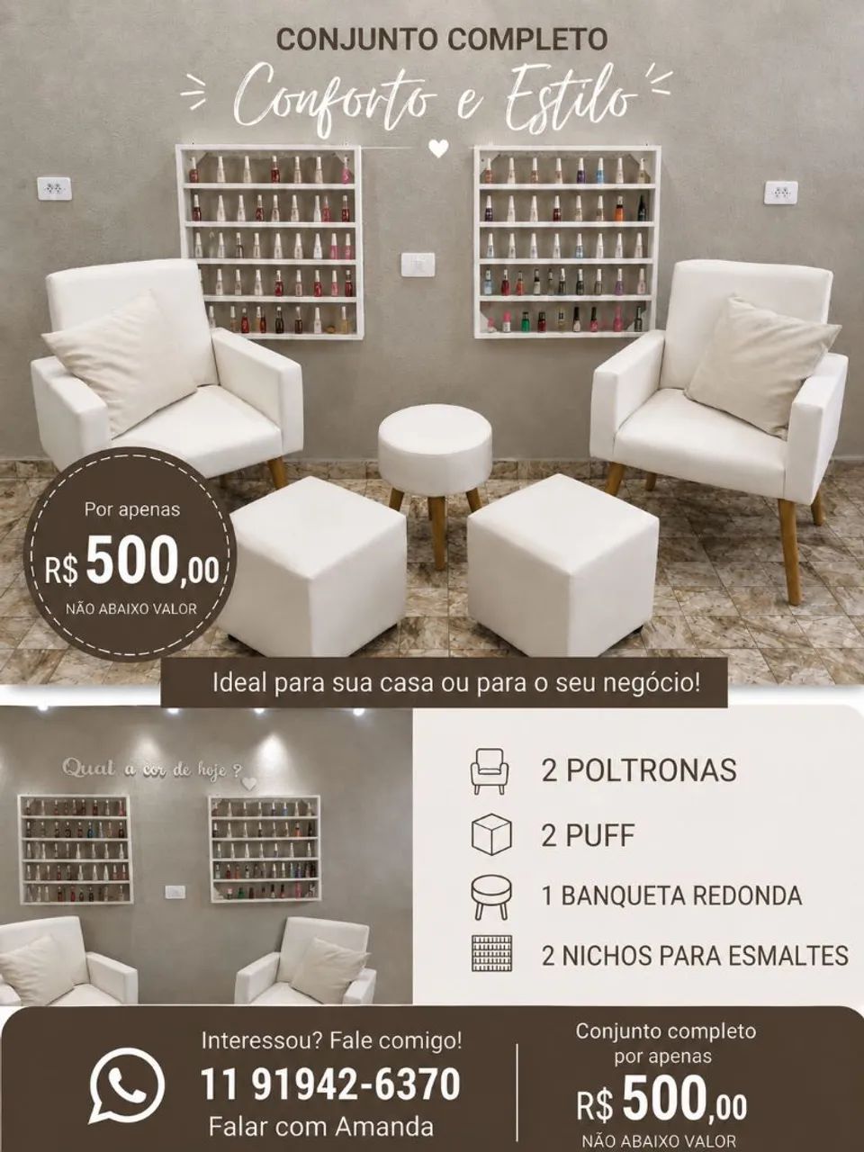 Poltronas, puff e nichos 