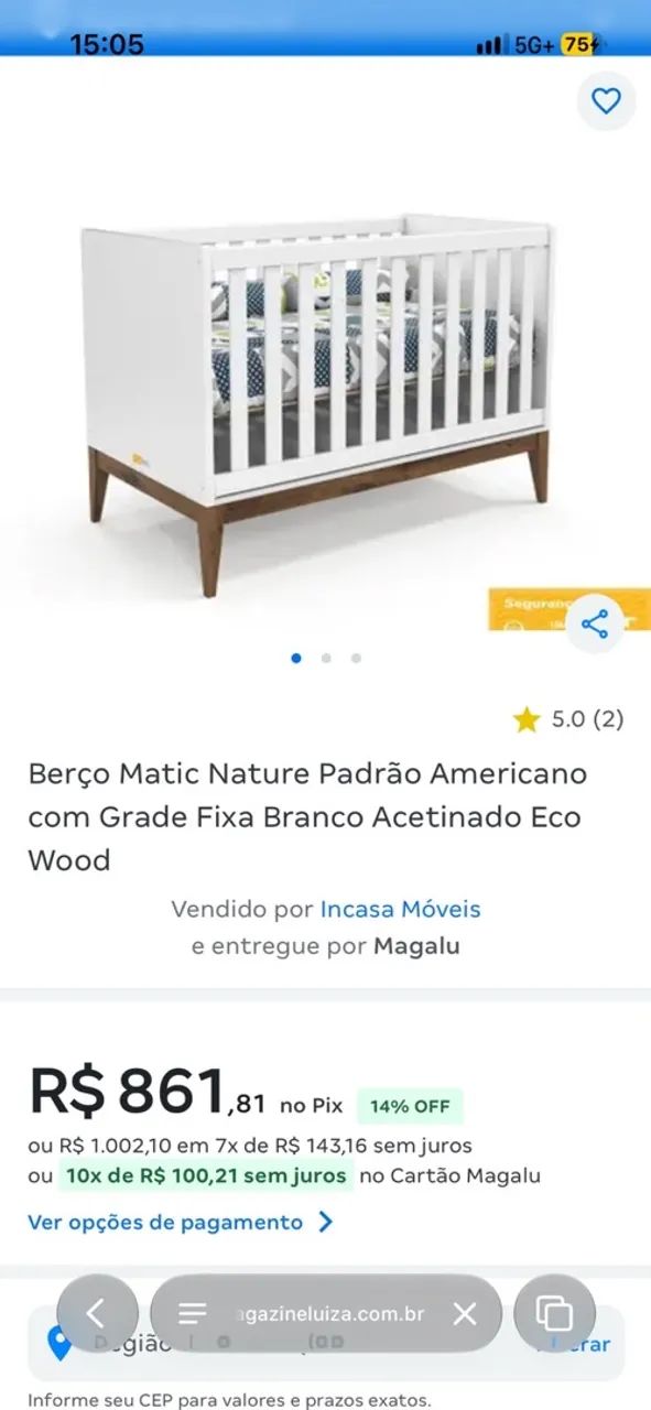 Berço Matic Branco com Madeira com colchão  - Foto 5
