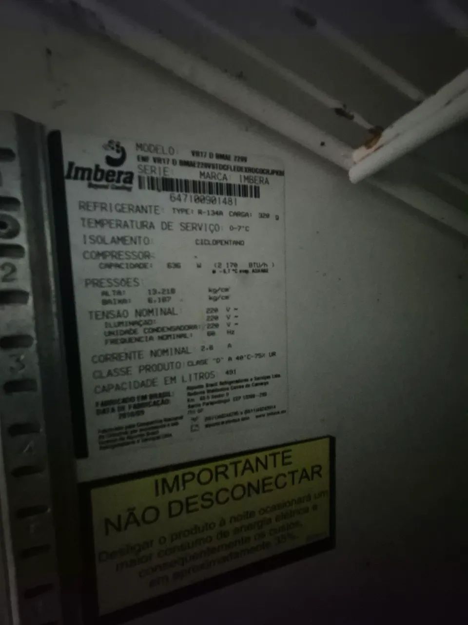 Expositora geladeira 491l imbera