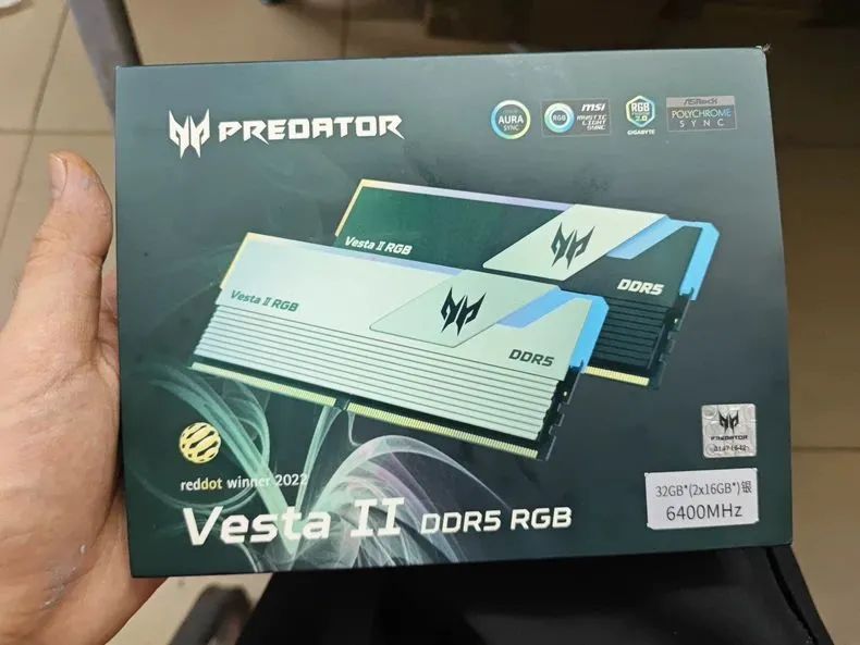 MEMÓRIA ACER PREDATOR VESTA II 32GB (2X16GB) DDR5 6400MHz CL32 RGB