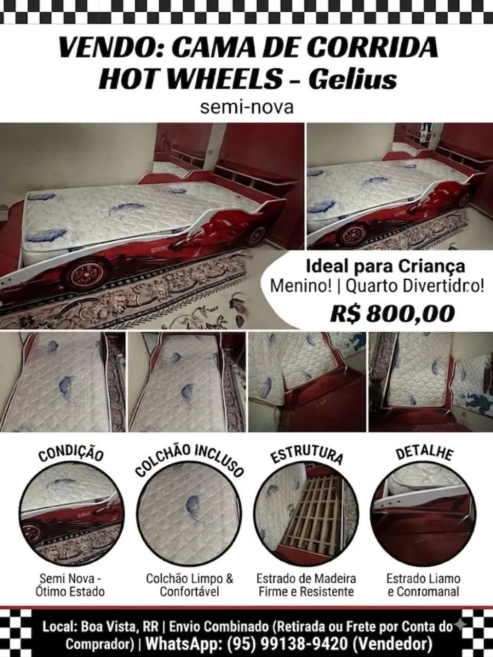 Cama infantil  c/ colchão 