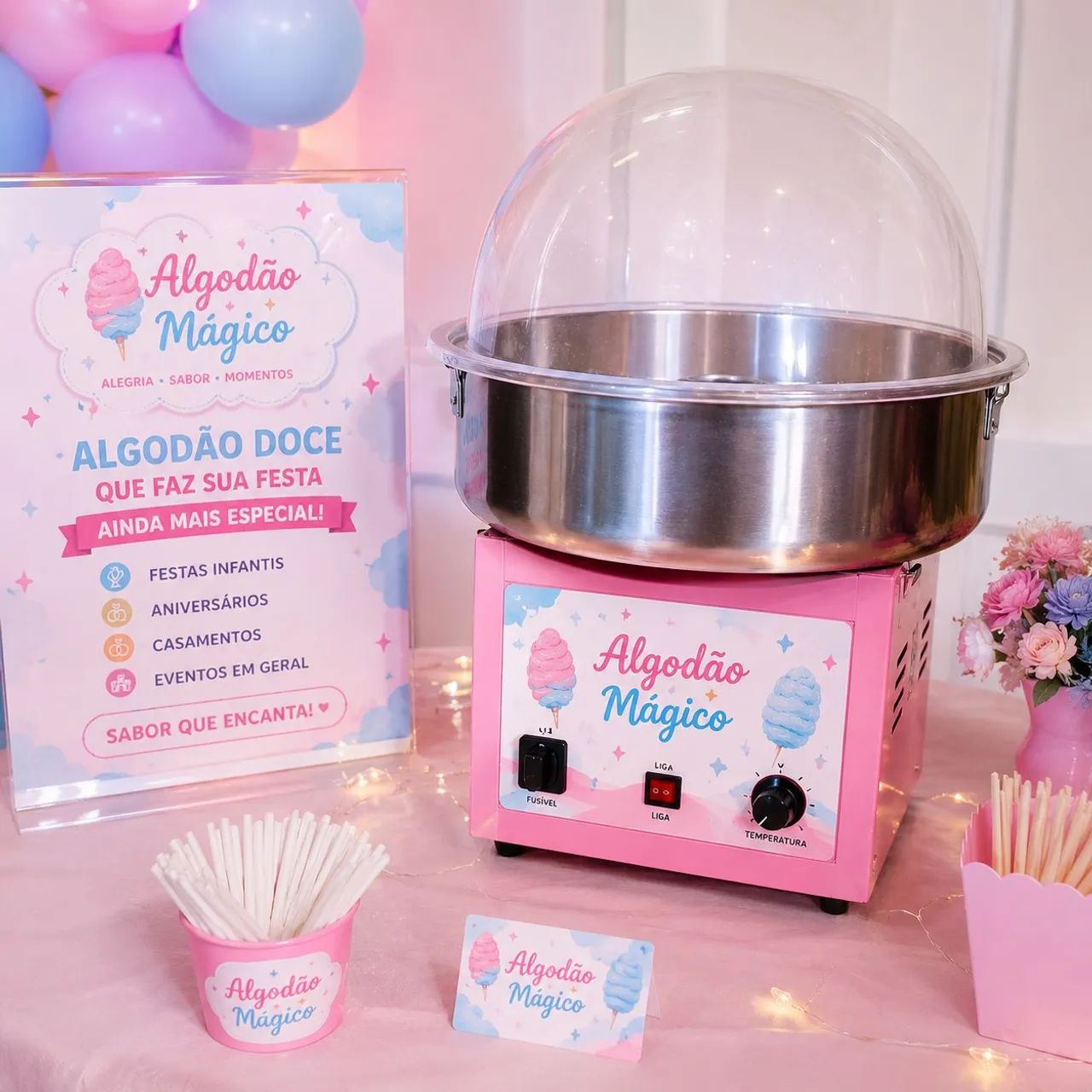 Aluguel de máquina algodão doce 150,00