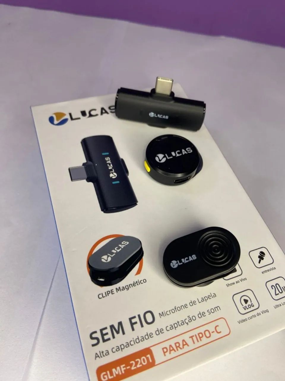 Microfone de Lapela sem Fio Lucas para Tipo C GLMF-2201 an3