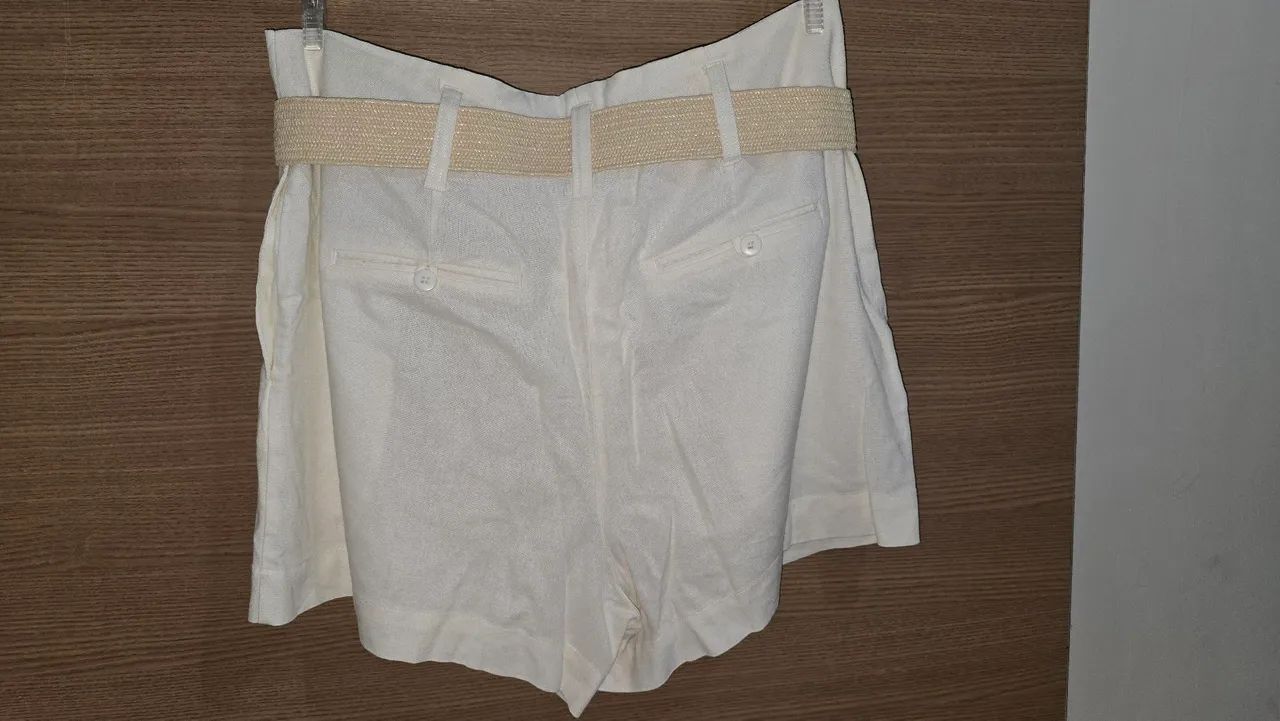 Short alfaiataria feminino linho com Cinto - Foto 5