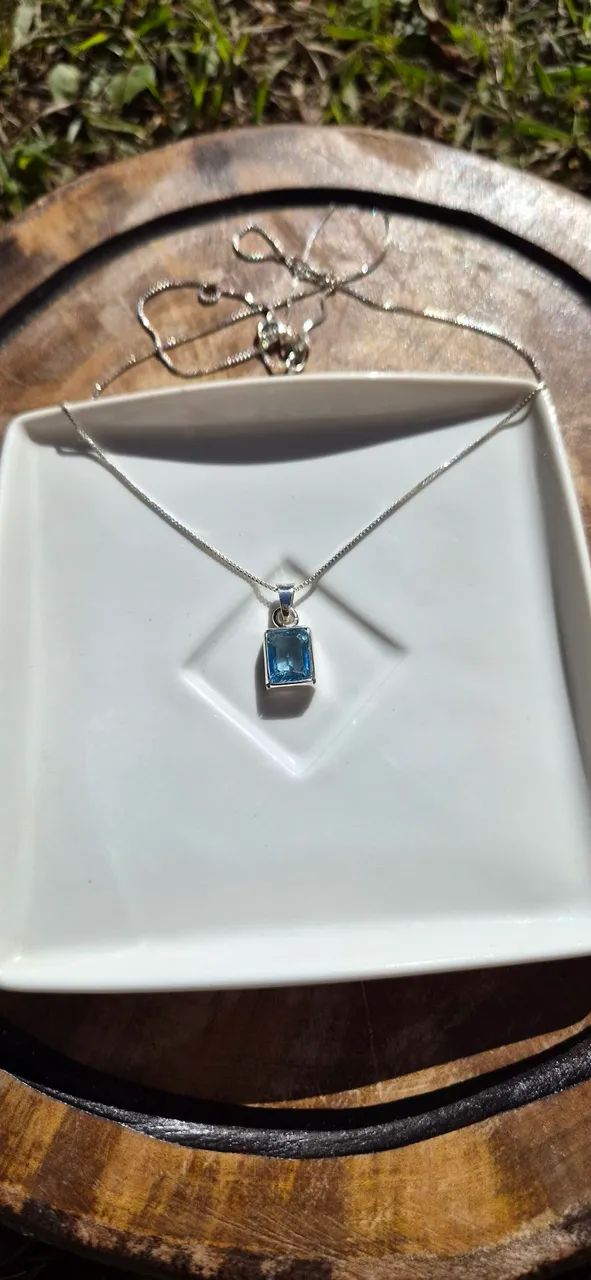 Colar em prata com Topázio Blue  - Foto 4