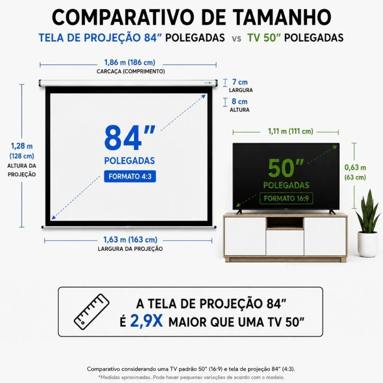 Tela de Projeção Elétrica Retrátil 84 polegadas - Foto 4