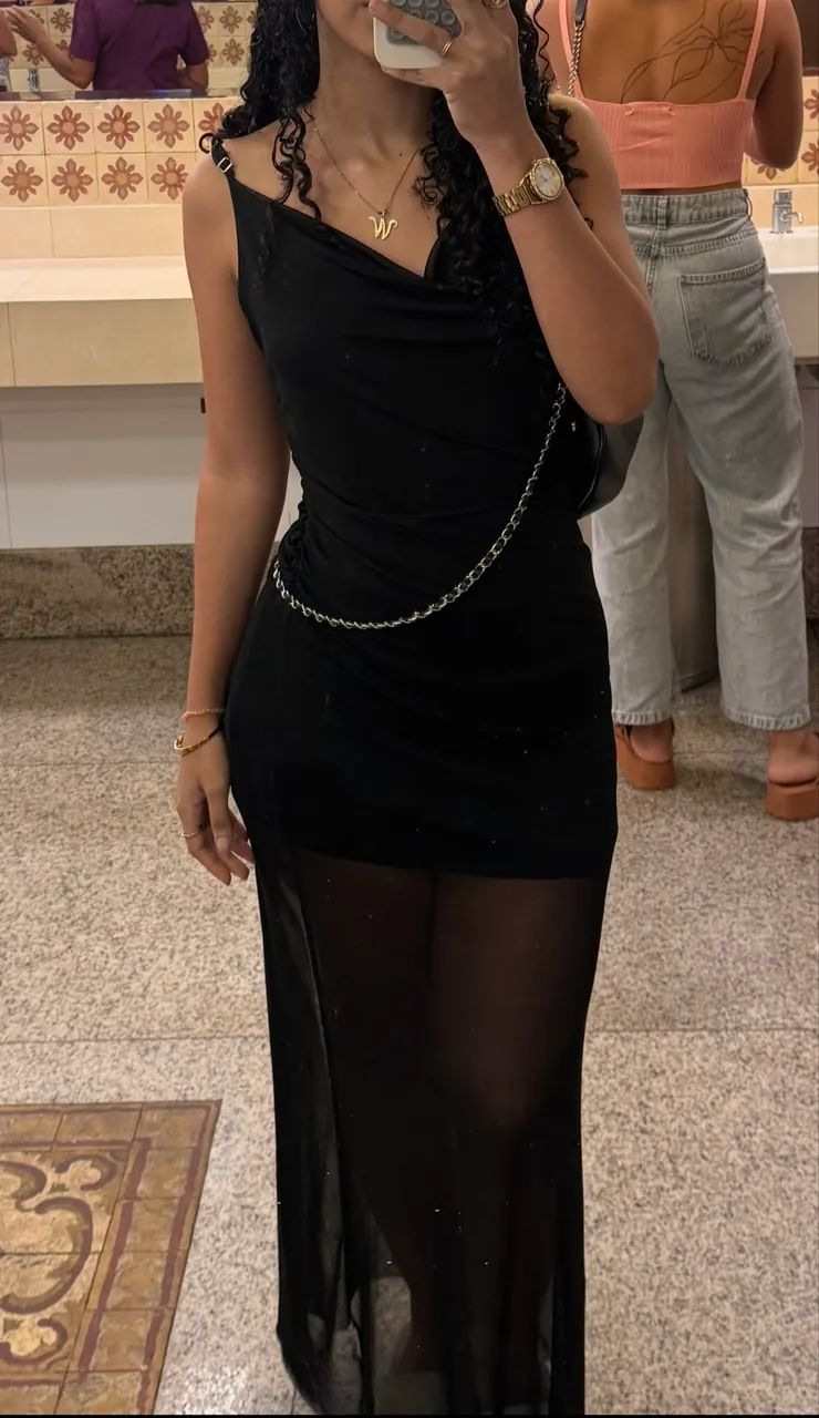 vestido longo preto com tule  - Foto 2
