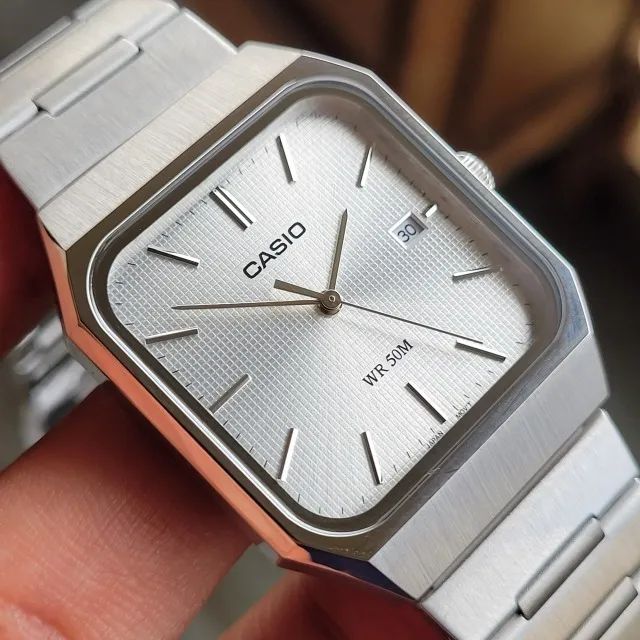 Relógio Casio MTP-B185D-7AVDF Prata Aço Quartz Data 50M Original - Foto 5